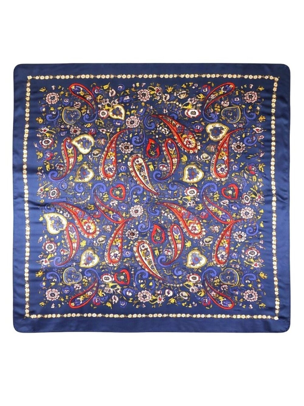 Navy Paisley Wild Rag Satin Scarf 35 Inch Western Scarf Cowgirl Neck Scarf Large